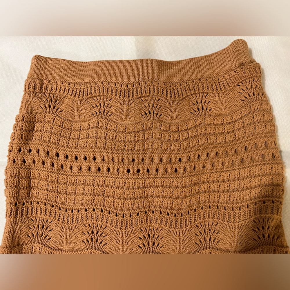 House of Harlow 1960 Crocheted Midi Skirt & Tank Set in Camel - Picture 3 of 15